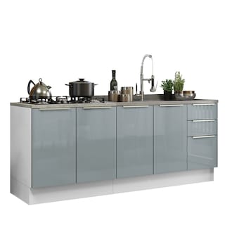 Foto 2 | Foto 2 | Kit de 2 Balcones de Cocina Madesa Lux Blanco con Gris 4 puertas y 3 cajones