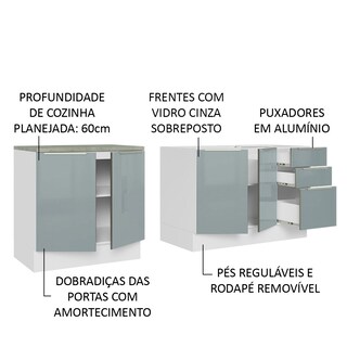 Foto 4 | Foto 4 | Kit de 2 Balcones de Cocina Madesa Lux Blanco con Gris 4 puertas y 3 cajones