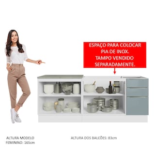 Foto 5 | Foto 5 | Kit de 2 Balcones de Cocina Madesa Lux Blanco con Gris 4 puertas y 3 cajones