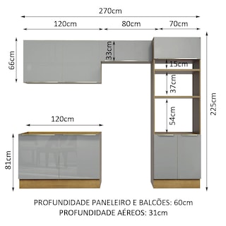 Foto 3 | Foto 3 | Cocina Integral Completa Madesa Lux Rústico Gris 270 cm