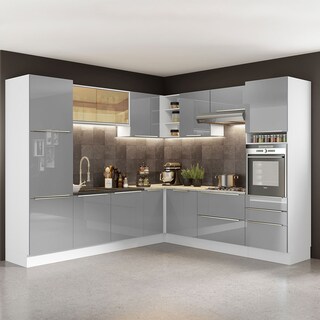Foto 1 | Foto 1 | Cocina Integral de Esquina Madesa Lux Blanco con Gris 546 cm