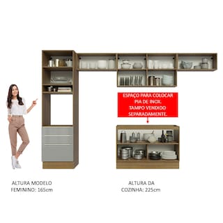 Foto 5 | Foto 5 | Madesa Gabinete De Cocina Integral Completa 340 Cm Lux Rústico/gris 01