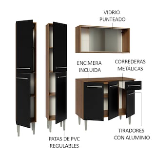 Foto 4 | Foto 4 | Madesa Gabinete De Cocina Integral Compacta 169 Cm Emilly Rustic/negro 10