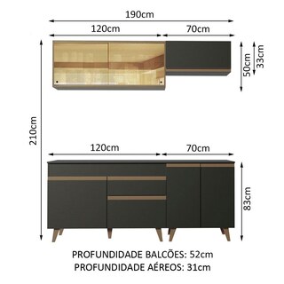 Foto 3 | Foto 3 | Gabinete De Cocina Madesa Compacta 190 Cm Reims Negro/rústico 01
