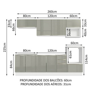 Foto 3 | Foto 3 | Gabinete de Cocina Integral Completa Madesa 260 cm Lux Blanco y Gris 07