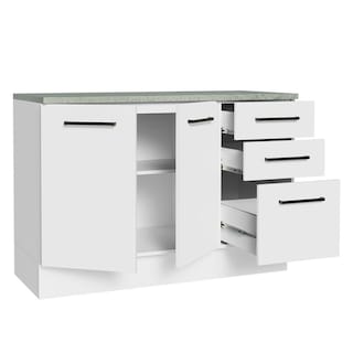 Foto 5 | Foto 5 | Gabinete de Fregadero para Cocina Madesa 2 Puertas y 3 Cajones con Encimera Agata Blanco