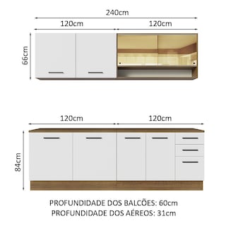 Foto 4 | Foto 4 | Gabinete Madesa De Cocina Integral De 240 Cm X 60 Cm Agata Rústico/blanco 01