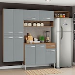 Gabinete de Cocina Integral Madesa Emilly Fit Rústico/Gris
