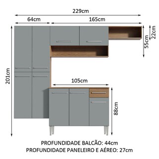 Foto 3 | Foto 3 | Gabinete de Cocina Integral Madesa Emilly Fit Rústico/Gris