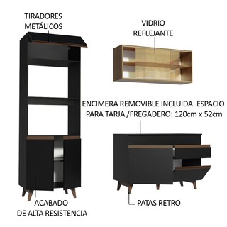Foto 4 | Foto 4 | Gabinete de Cocina Integral Compacto Madesa Reims Negro/Rústico