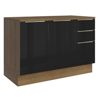 Foto 1 | Foto 1 | Gabinete Bajo de Cocina para Fregadero Madesa de 120 cm 2 Puertas 3 Cajones con Encimera Lux Rústico Negro