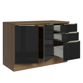 Foto 4 | Foto 4 | Gabinete Bajo de Cocina para Fregadero Madesa de 120 cm 2 Puertas 3 Cajones con Encimera Lux Rústico Negro