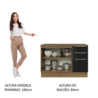 Foto 5 | Foto 5 | Gabinete Bajo de Cocina para Fregadero Madesa de 120 cm 2 Puertas 3 Cajones con Encimera Lux Rústico Negro