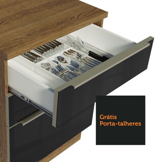 Foto 8 | Foto 8 | Gabinete Bajo de Cocina para Fregadero Madesa de 120 cm 2 Puertas 3 Cajones con Encimera Lux Rústico Negro