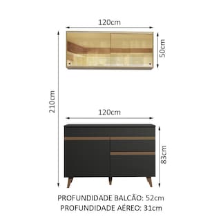 Foto 3 | Foto 3 | Gabinete de Cocina Integral Compacto Madesa 120 cm Reims Negro Rústico 01