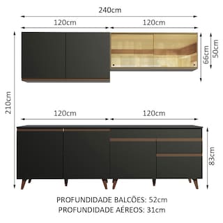 Foto 3 | Foto 3 | Gabinete de Cocina Integral Madesa 240 cm Reims Negro Rústico 01