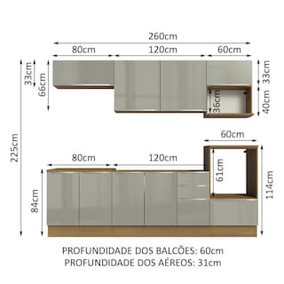 Foto 3 | Foto 3 | Gabinete de Cocina Integral Completa Madesa 260 cm Lux Rústico Gris 07