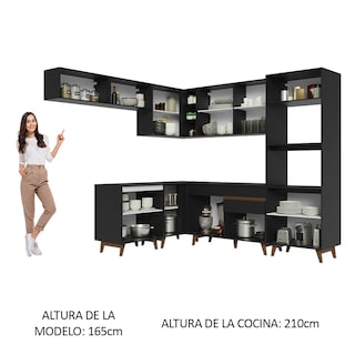 Foto 5 | Foto 5 | Madesa Gabinete de Cocina Integral Completa de Esquinero 472 cm Reims Negro 01