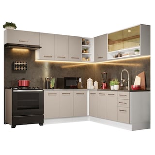 Foto 1 | Foto 1 | Gabinete de Cocina Integral Esquinero Completo Madesa 486 cm x 60 cm Agata Blanco y Crema 01