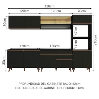 Foto 3 | Foto 3 | Cocina Integral Madesa GRRM3100028N Negra de 310 Cm