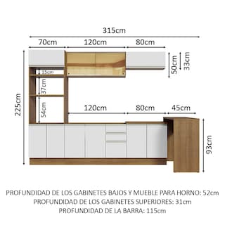 Foto 3 | Foto 3 | Cocina Integral Madesa GRGL3150016E Blanca 315 Cm