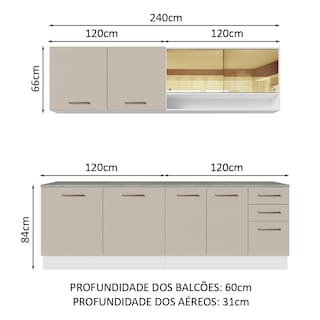 Foto 2 | Foto 2 | Gabinete de Cocina Integral Madesa Agata Blanco y Crema 01 de 240 cm x 60 cm