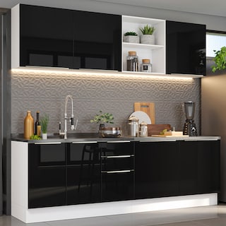 Foto 1 | Foto 1 | Gabinete de Cocina Integral Completa Madesa Lux Blanco y Negro 05 240 cm