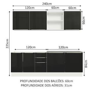 Foto 3 | Foto 3 | Gabinete de Cocina Integral Completa Madesa Lux Blanco y Negro 05 240 cm