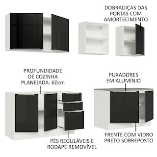 Foto 4 | Foto 4 | Gabinete de Cocina Integral Completa Madesa Lux Blanco y Negro 05 240 cm