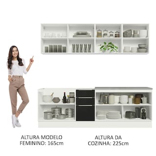 Foto 5 | Foto 5 | Gabinete de Cocina Integral Completa Madesa Lux Blanco y Negro 05 240 cm