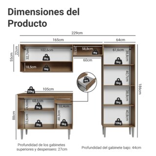 Foto 3 | Foto 3 | Gabinete de Cocina Integral Madesa Emilly Pop Rústico y Gris 229 cm