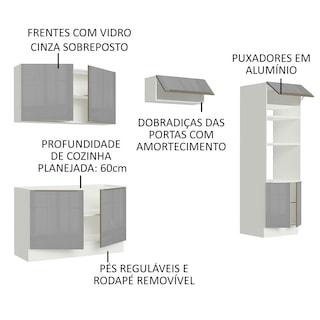 Foto 4 | Foto 4 | Gabinete de Cocina Integral Completa Madesa Lux Blanco y Gris 01 270 cm