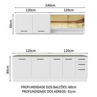 Foto 3 | Foto 3 | Gabinete de Cocina Integral Madesa Agata 01 Blanco 240 x 60 cm