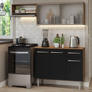 Foto 1 | Foto 1 | Alacena de Cocina Integral Compacta Madesa Emilly Rustic y 03 Negro 165 cm