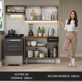 Foto 5 | Foto 5 | Alacena de Cocina Integral Compacta Madesa Emilly Rustic y 03 Negro 165 cm