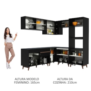 Foto 5 | Foto 5 | Gabinete de Cocina Integral Completa Madesa Reims Negro 01 Esquinero 402 cm