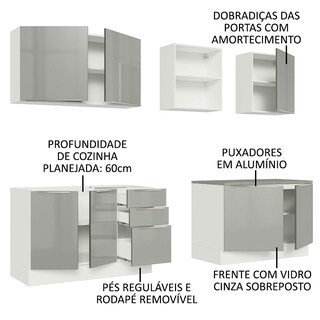 Foto 4 | Foto 4 | Gabinete de Cocina Integral Completa Madesa Lux Blanco y 05 Gris 240 cm