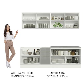 Foto 5 | Foto 5 | Gabinete de Cocina Integral Completa Madesa Lux Blanco y 05 Gris 240 cm