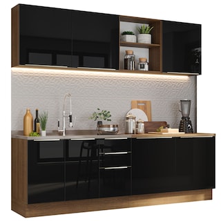 Foto 1 | Foto 1 | Madesa Gabinete De Cocina Integral Completa 240 Cm Lux Rústico/negro 05