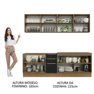 Foto 4 | Foto 4 | Madesa Gabinete De Cocina Integral Completa 240 Cm Lux Rústico/negro 05