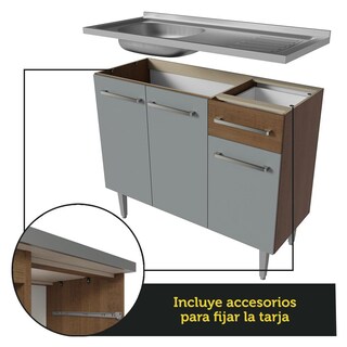 Foto 5 | Foto 5 | Gabinete de Cocina Integral con Fregadero Madesa Emilly Rústico y 12 Gris 229 cm
