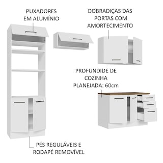 Foto 3 | Foto 3 | Gabinete de Cocina Integral Completa Madesa Agata Blanco y 09 Rústico 270 x 60 cm