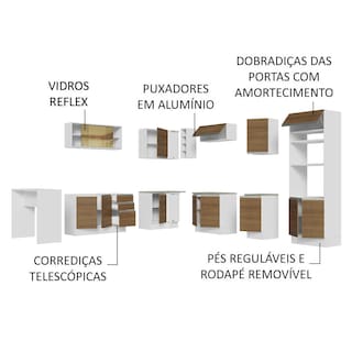 Foto 4 | Foto 4 | Gabinete de Cocina Integral Esquinero Completo Madesa Glamy Blanco y 01 Rústico 504 cm