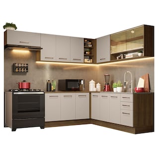 Foto 2 | Foto 2 | Gabinete de Cocina Integral Esquinero Completo Madesa Agata Rústico y 01 Crema 486 x 60 cm