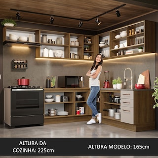 Foto 4 | Foto 4 | Gabinete de Cocina Integral Esquinero Completo Madesa Agata Rústico y 01 Crema 486 x 60 cm