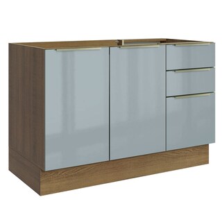 Foto 1 | Foto 1 | Gabinete Bajo de Cocina de Fregadero Madesa Lux Rústico y Gris 2 Puertas 3 Cajones sin Encimera 120 cm
