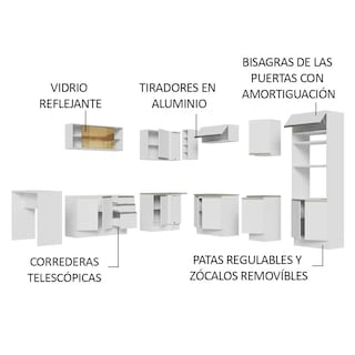Foto 4 | Foto 4 | Gabinete de Cocina Integral Esquinero Completo Madesa Glamy 01 Blanco 504 cm