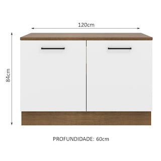 Foto 2 | Foto 2 | Gabinete Inferior de Cocina para Fregadero Madesa Agata Rústico y Blanco 2 Puertas con Cubierta 120 x 60 cm