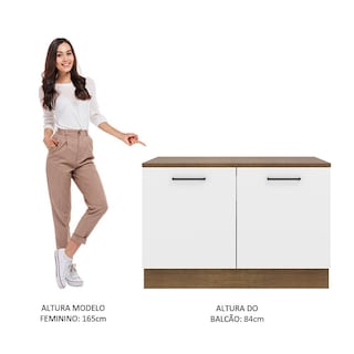 Foto 4 | Foto 4 | Gabinete Inferior de Cocina para Fregadero Madesa Agata Rústico y Blanco 2 Puertas con Cubierta 120 x 60 cm