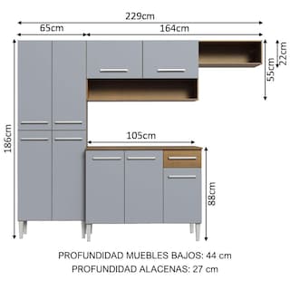 Foto 3 | Foto 3 | Gabinete de Cocina Integral Madesa Emilly Top Rústico y Gris 229 cm